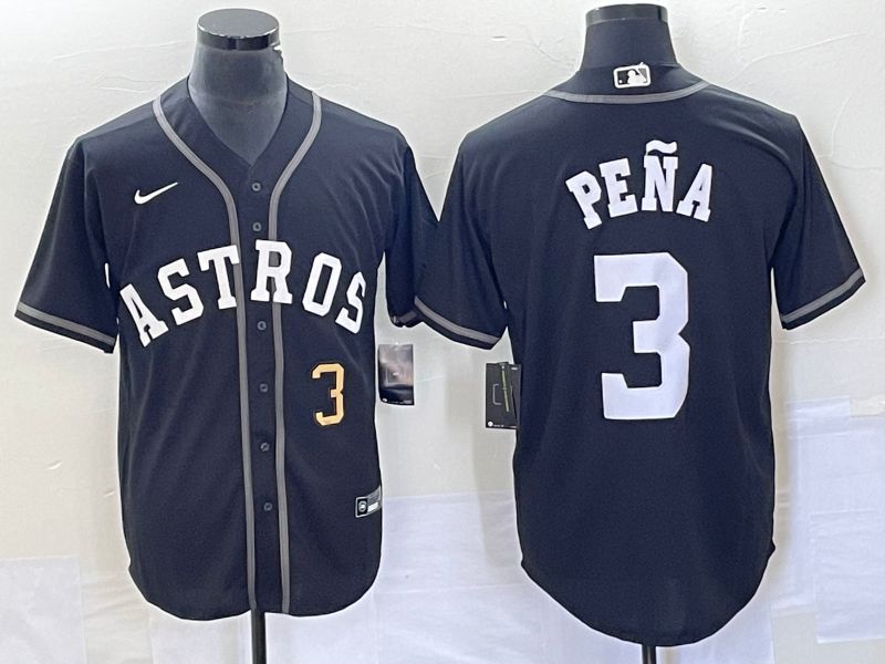 Men 2025 Houston Astros #3 Pena Black Nike MLB Jersey style 62